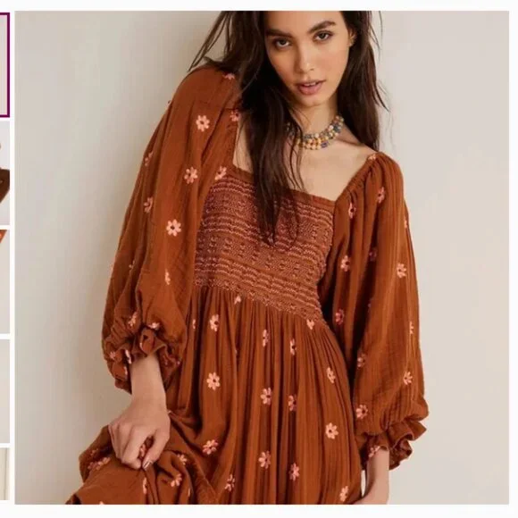 Free People Dahlia Embroidered Maxi Dress - M - Picture 2 of 5